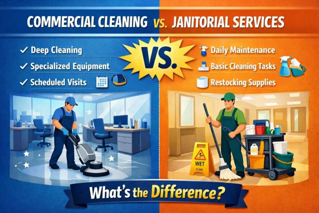 Commercial Cleaning vs Janitorial Services: What’s the Difference