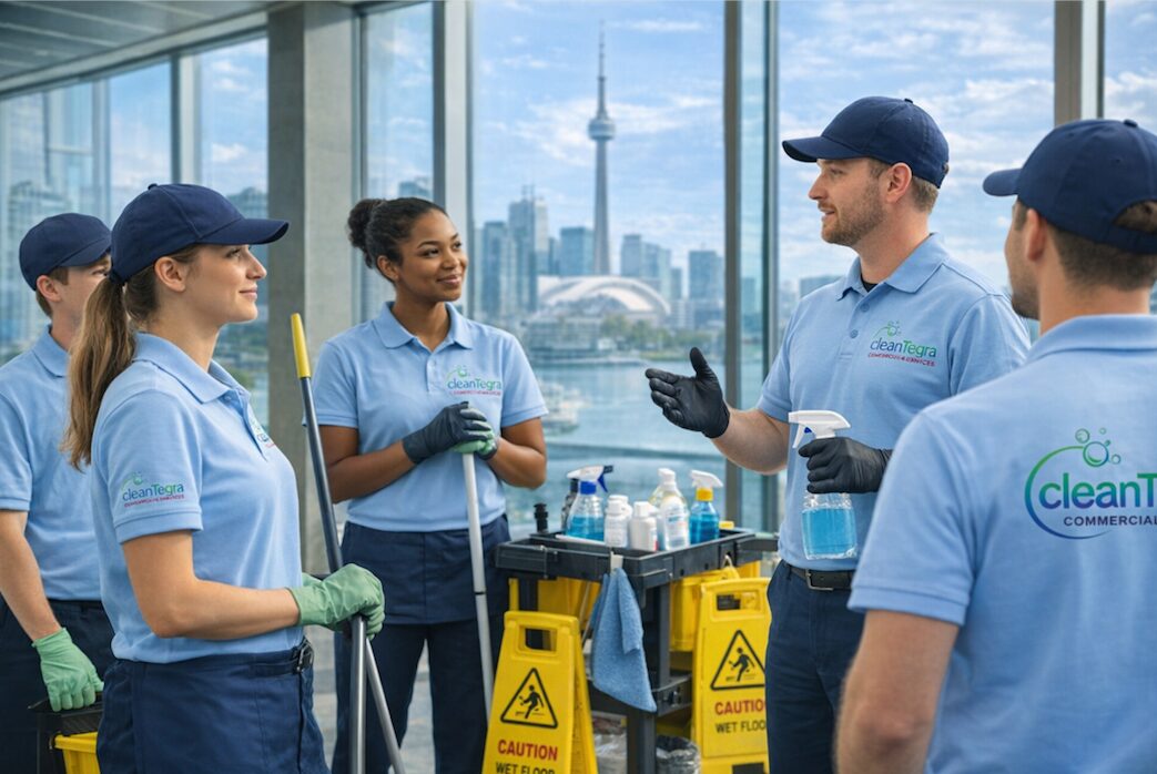 Commercial cleaning team training session