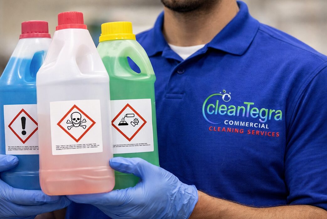 WHMIS hazard labels on cleaning products